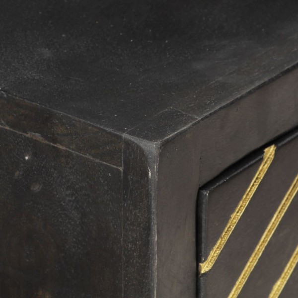 vidaXL Avlastningsbord svart och guld 90x30x75 cm massivt mangot Svart