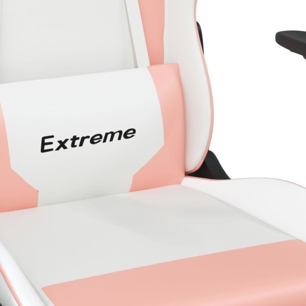 vidaXL Gamingstol med massage och fotstöd vit och rosa konstläder Rosa