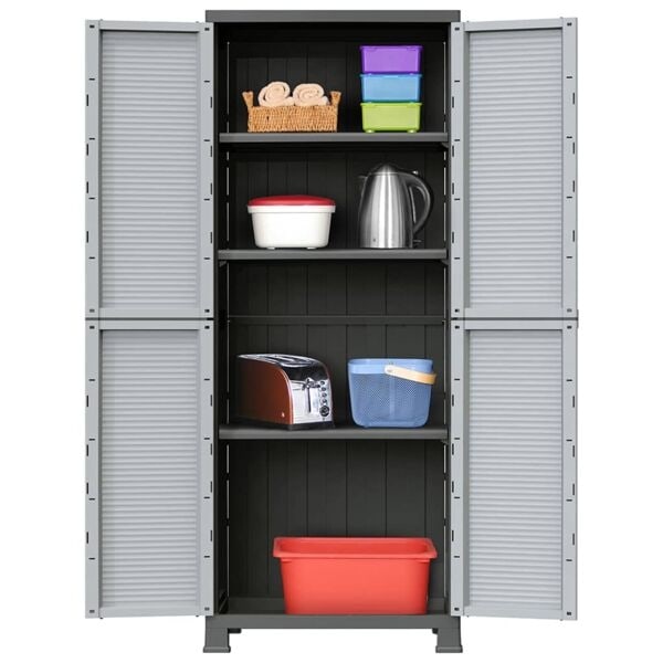 vidaXL Plastskåp 68x39x171,5 cm grå
