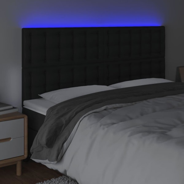 vidaXL Sänggavel LED svart 180x5x118/128 cm konstläder Svart