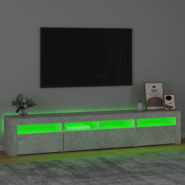 vidaXL Tv-bänk med LED-belysning betonggrå 210x35x40 cm Grå