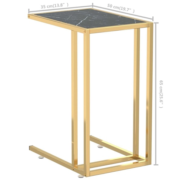 vidaXL Sidobord till datorbord svart marmor 50x35x65 cm härdat glas Svart