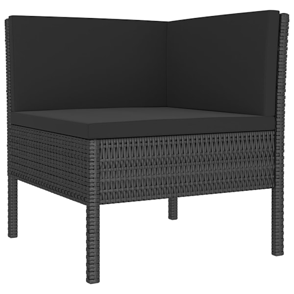 vidaXL Loungegrupp med dynor 5 delar konstrotting svart Svart