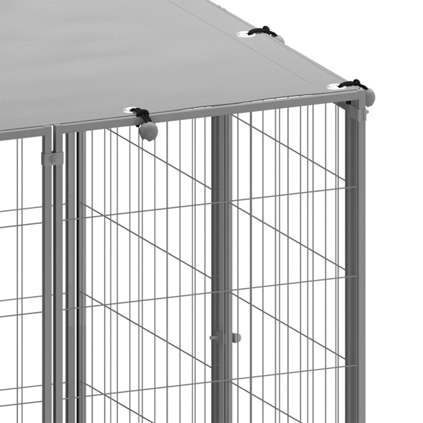 vidaXL Hundgård silver 37,51 m² stål Silver
