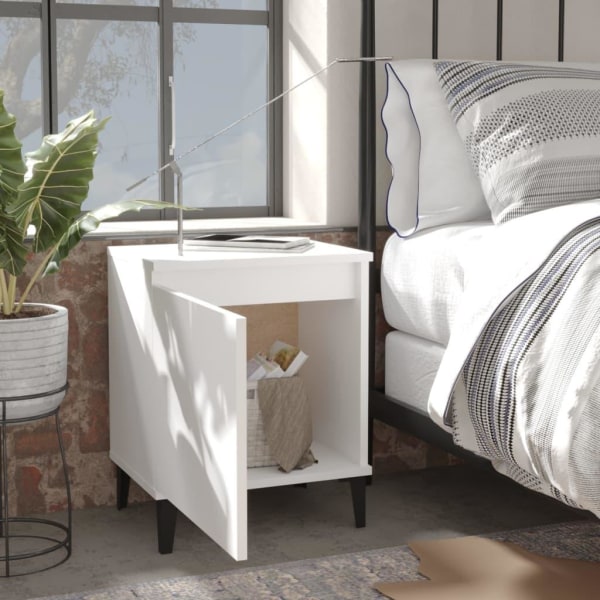 vidaXL Sängbord med metallben vit 40x30x50 cm Vit