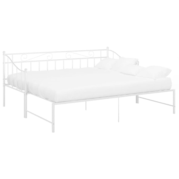 vidaXL Utdragbar sängram bäddsoffa vit metall 90x200 cm Vit