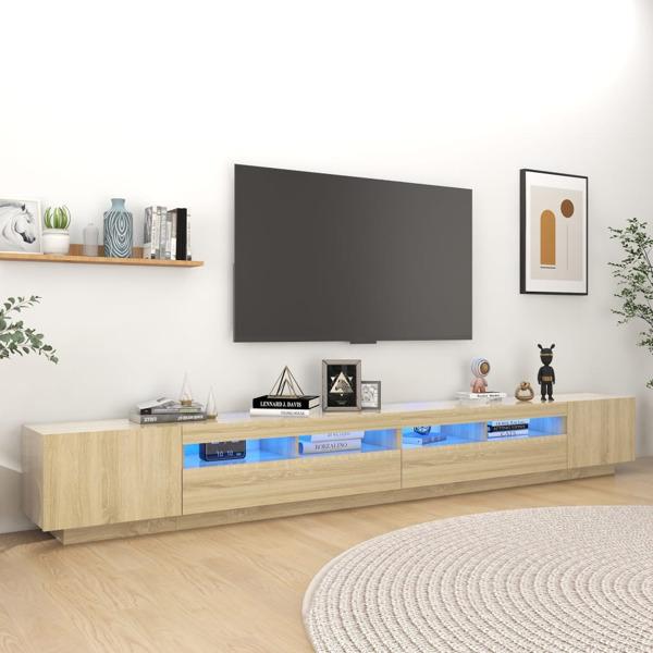 vidaXL TV-bänk med LED-belysning sonoma-ek 300x35x40 cm Brun 60e2 | Brun |  61500 | Fyndiq