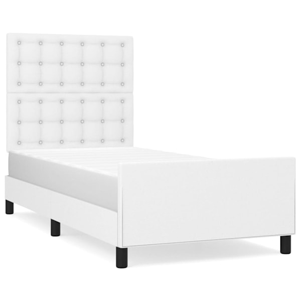 vidaXL Sängram med huvudgavel vit 90x200 cm konstläder Vit