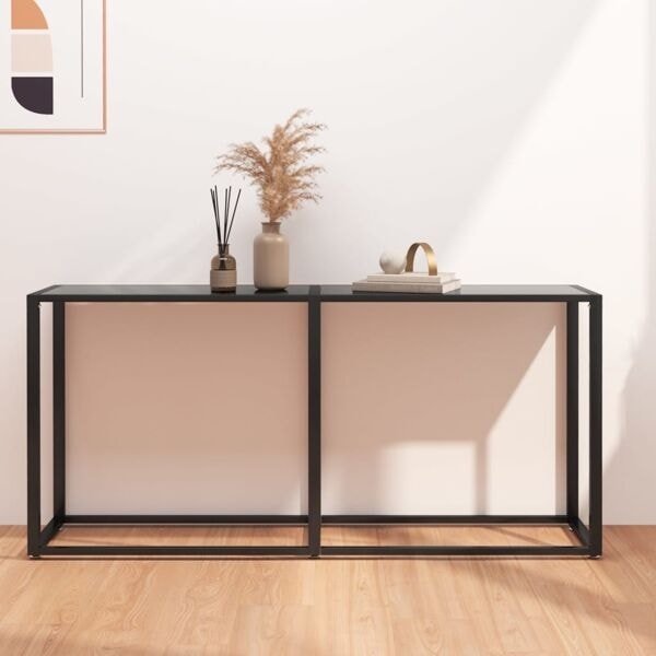 vidaXL Konsolbord svart 160x35x75,5 cm härdat glas Svart