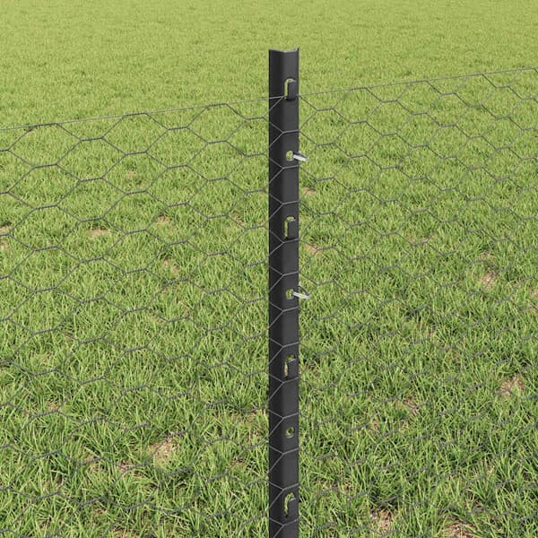 vidaXL Utomhus hexagonal stängsel med stolpe 50 x 0,6 m Grå Mesh Grå