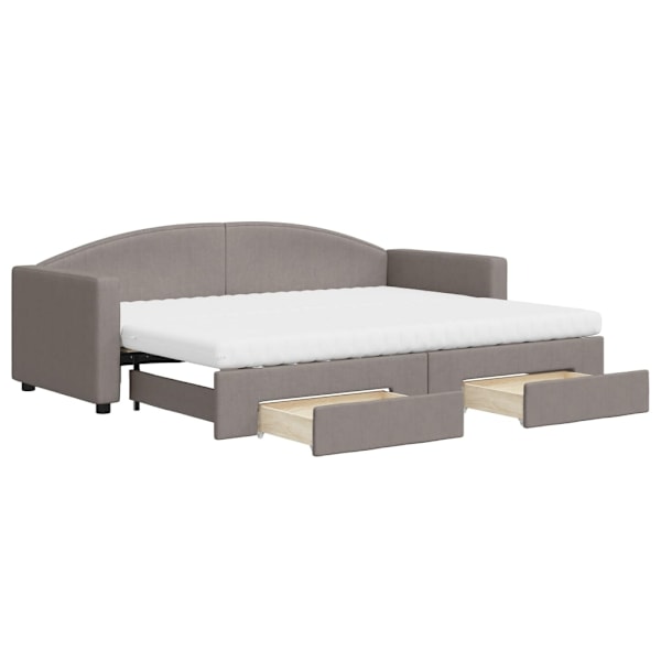 vidaXL Dagbädd utdragbar med lådor taupe 80x200 cm tyg Taupe