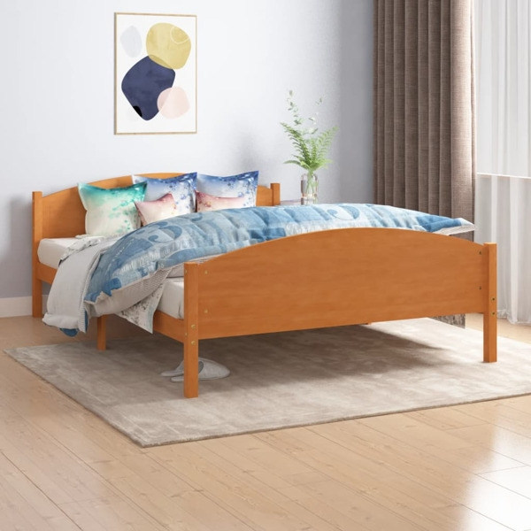 vidaXL Sängram honungsbrun massiv furu 140x200 cm Brun