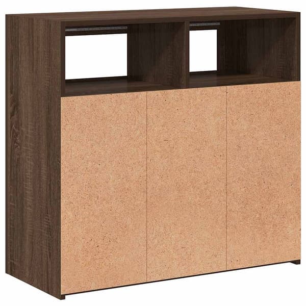 vidaXL Skänk med LED-belysning brun ek 80x35x75 cm Brun