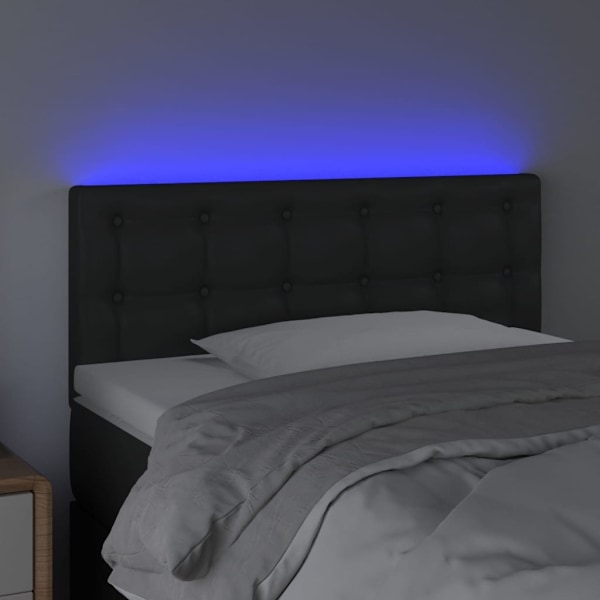 vidaXL Sänggavel LED svart 90x5x78/88 cm konstläder Svart