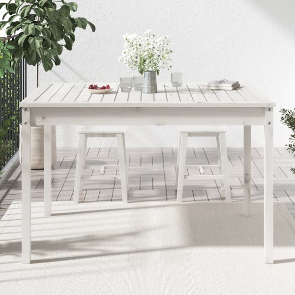 vidaXL Trädgårdsbord vit 121x82,5x76 cm massiv furu Vit