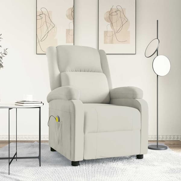 vidaXL Massagefåtölj gräddvit sammet Kräm