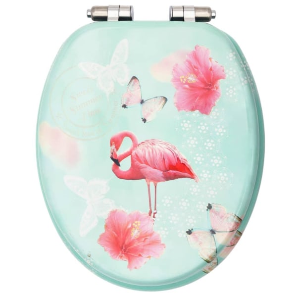vidaXL Toalettsitsar med mjuk stängning 2 st MDF flamingo multifärg