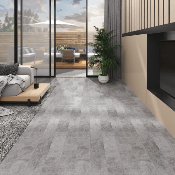 vidaXL PVC-golvbrädor 5,02 m² 2 mm självhäftande betonggrå grå