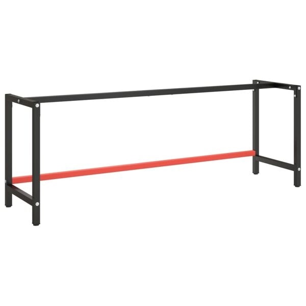vidaXL Ram för arbetsbänk svart och matt röd 220x57x79 cm metall Svart