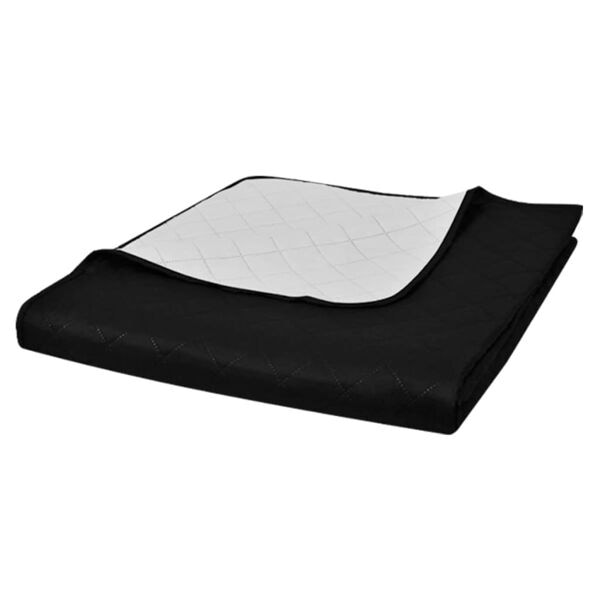 vidaXL Dubbelsidigt vadderat överkast svart/vit 230 x 260 cm Svart