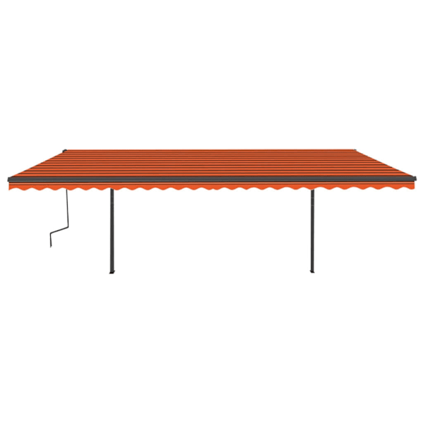 vidaXL Markis med LED manuellt infällbar 6x3,5 m orange och brun Flerfärgsdesign