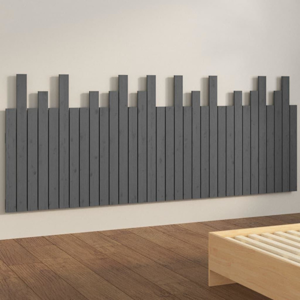 vidaXL Väggmonterad huvudgavel grå 204x3x80 cm massiv furu Grå