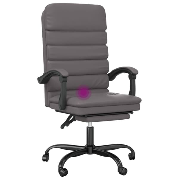 vidaXL Kontorsstol med massage grå konstläder Grå