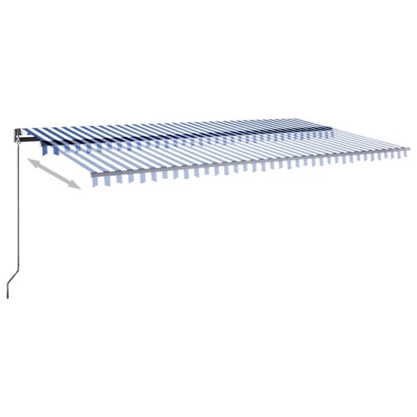 vidaXL Automatisk markis med vindsensor & LED 600x300 cm blå och vit Blå