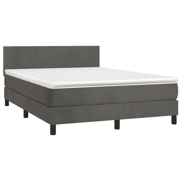 vidaXL Ramsäng med madrass mörkgrå 140x200 cm sammet Grå