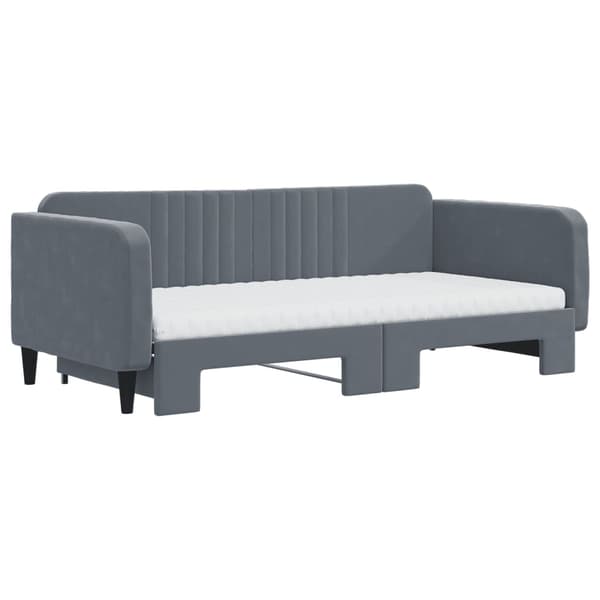 vidaXL Dagbädd utdragbar och madrasser mörkgrå 100x200 cm sammet Grå