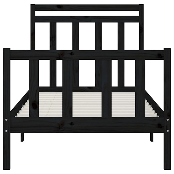 vidaXL Sängram svart massivt trä 90x200 cm enkelsäng Svart