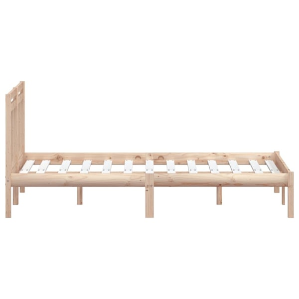 vidaXL Sängram massiv furu 135x190 cm Brun