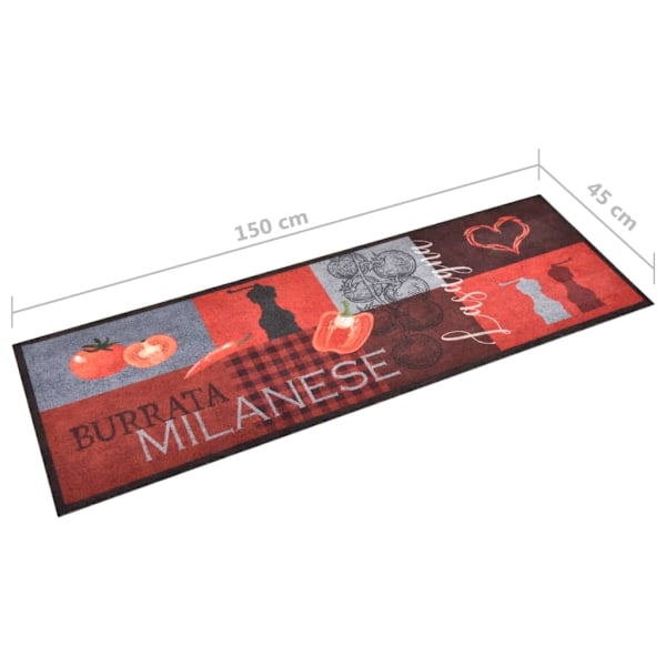 vidaXL Köksmatta maskintvättbar tomater 45x150 cm multifärg