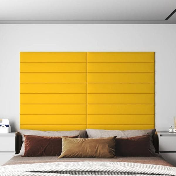 vidaXL Väggpaneler 12 st gul 90x15 cm sammet 1,62 m² Gul