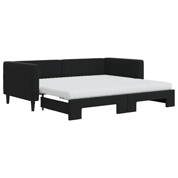 vidaXL Dagbädd utdragbar med madrasser svart 90x190 cm sammet Svart