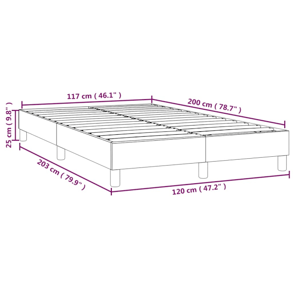 vidaXL Sängram utan madrass mörkgrå 120x200 cm tyg Grå