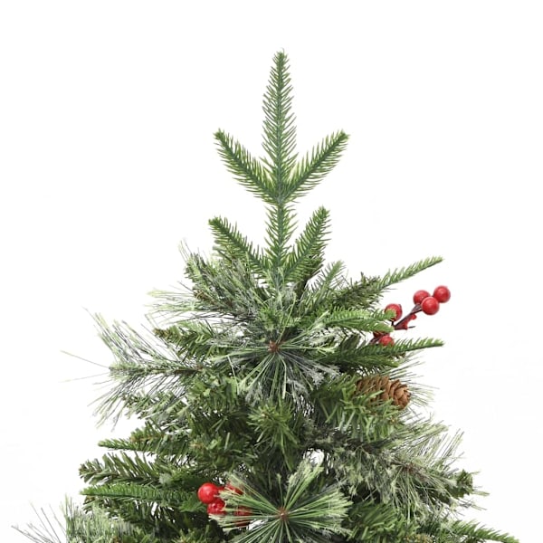 vidaXL Belyst julgran med kottar grön 150 cm PVC&PE Grön