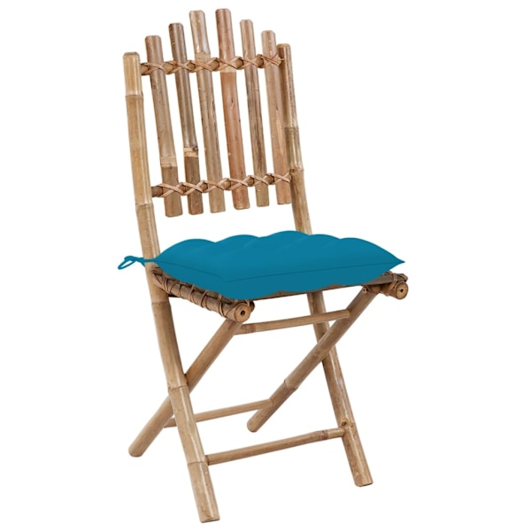 vidaXL Hopfällbara trädgårdsstolar med dynor 2 st bambu Blå