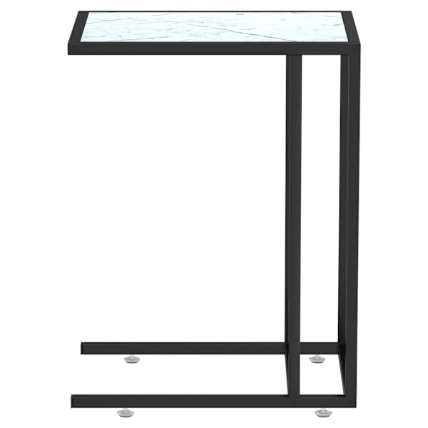 vidaXL Sidobord till datorbord vit marmor 50x35x65 cm härdat glas Vit