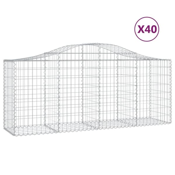 vidaXL Gabioner bågformade 40 st 200x50x80/100 cm galvaniserat järn Silver