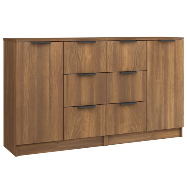 vidaXL Skänk 2 delar brun ek 60x30x70 cm konstruerat trä Brun