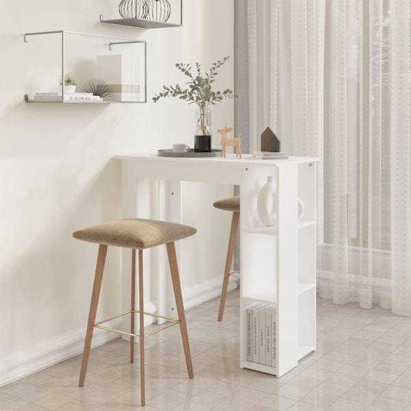 vidaXL Barbord med hylla vit 102x50x103,5 cm konstruerat trä Vit
