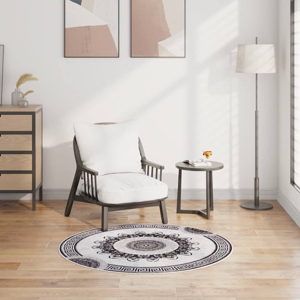 vidaXL Matta tvättbar φ120 cm flerfärgad halkfri multifärg