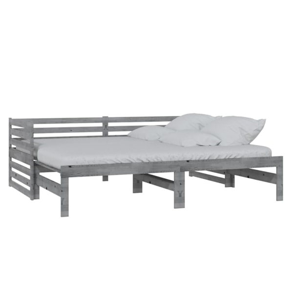 vidaXL Dagbädd grå massiv furu 2x(90x200) cm grå