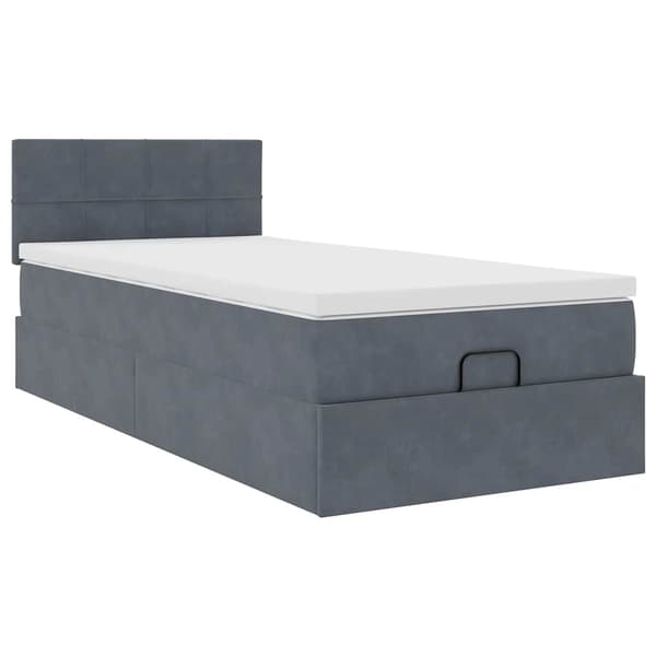 vidaXL Ottoman sängram med madrass mörkgrå 80x200 cm sammet Grå