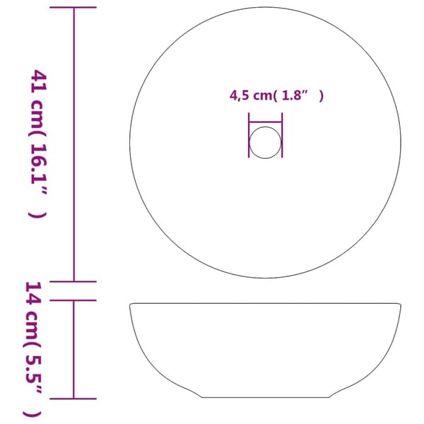 vidaXL Handfat vit och blå rund Φ41x14 cm keramik Blå