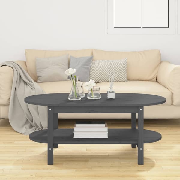 vidaXL Soffbord grå 110x55x45 cm massiv furu Grå