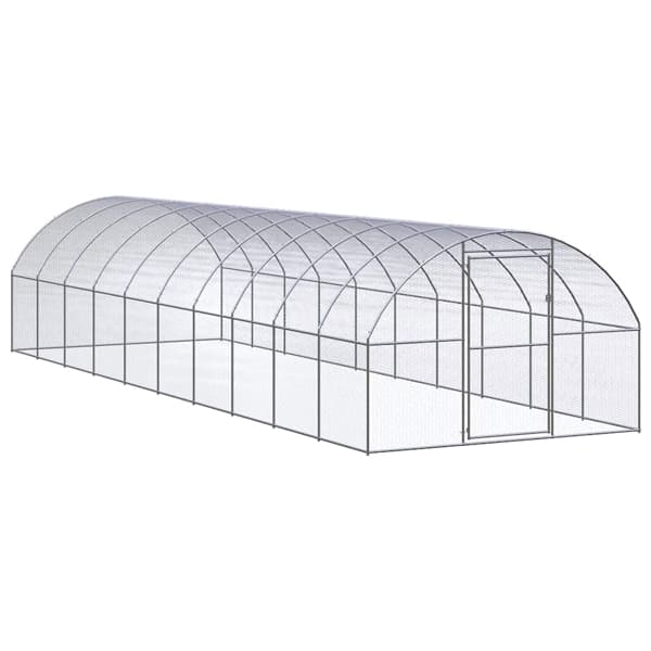 vidaXL Hönsbur för utomhusbruk 3x10x2 m galvaniserat stål Silver