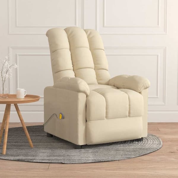 vidaXL Massagefåtölj gräddvit tyg Creme