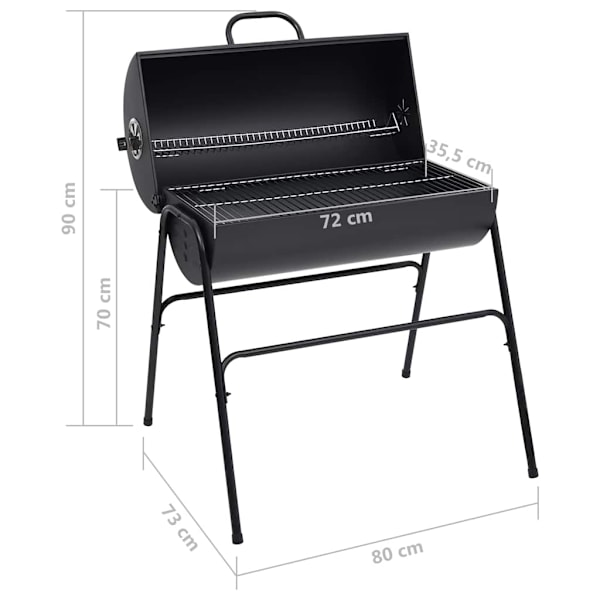 vidaXL Grilltunna med 2 grillgaller svart 80x95x90 cm stål Svart